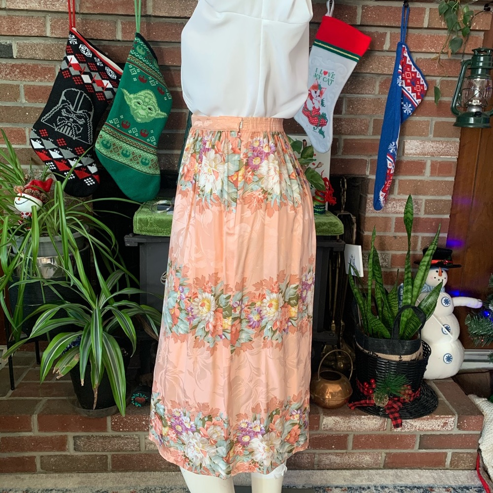 Vintage 70s Silk Secretary Midi Skirt - Picture 6 of 8